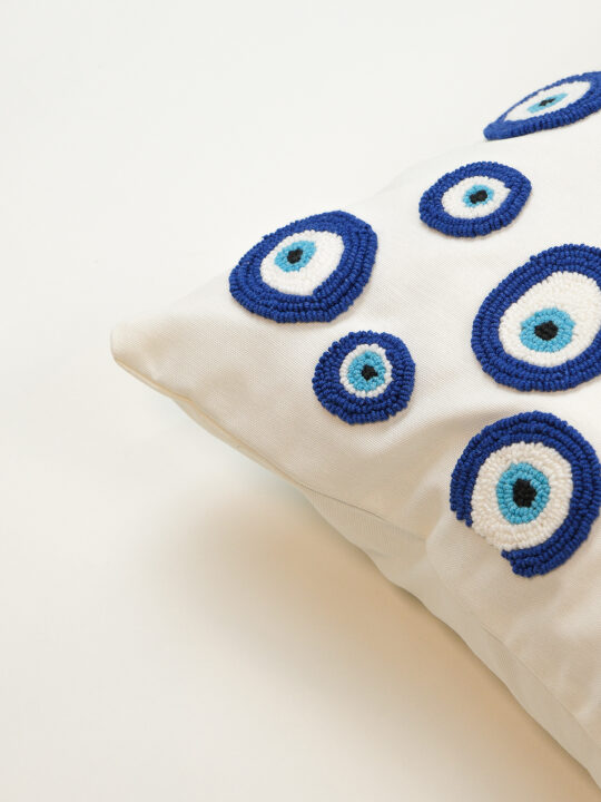 EVIL EYE – Nazar Boncukları Punch Kırlent Kılıfı – Mavi