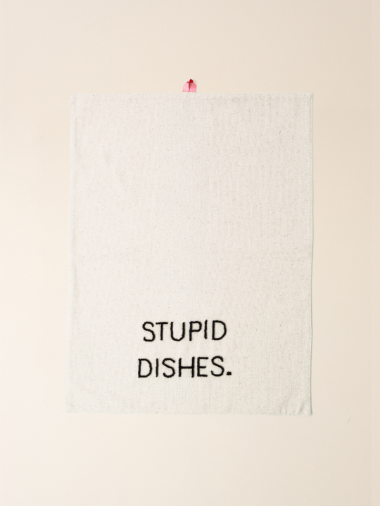 Stupid Dishes Punch İşlemeli Mutfak Kurulama Bezi Havlusu