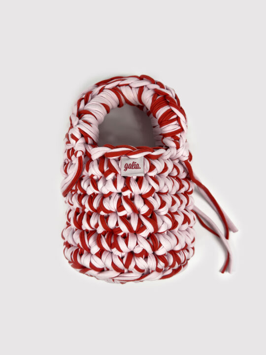 Candy Swirl Bucket El Örgüsü Mini Çanta (Kırmızı & Pembe)