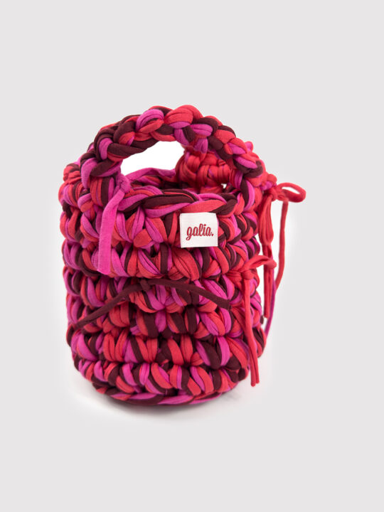 Berry Blaze Bucket El Örgüsü Mini Çanta (KIRMIZI & FUŞYA TONLARI)