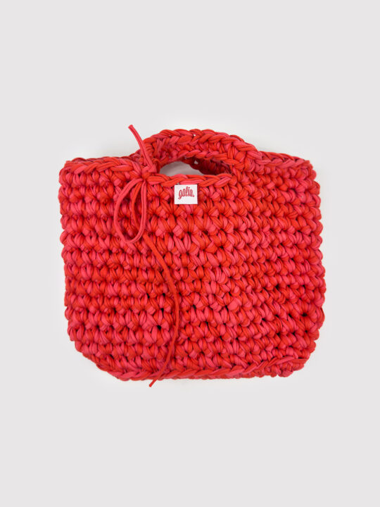 Sunset Brick El Örgüsü Yapılı Büyük Tote Çanta (Kırmızı Tonları)