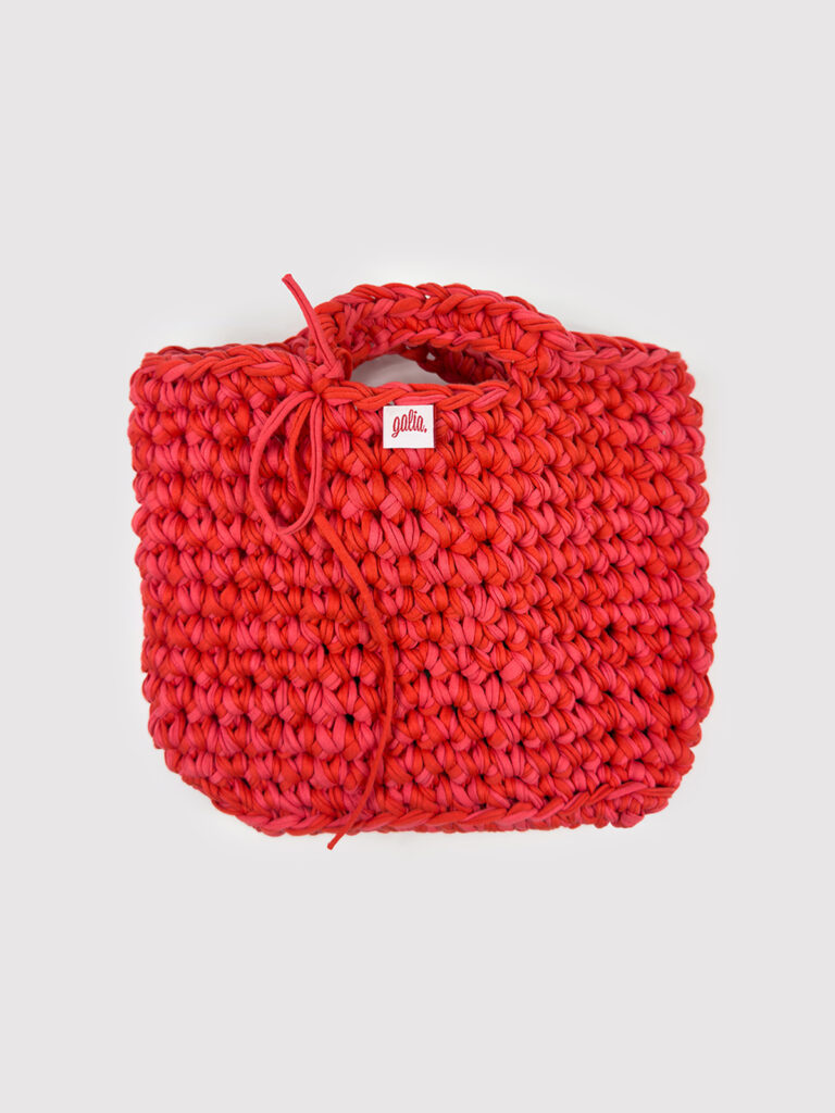 Sunset Brick El Örgüsü Yapılı Büyük Tote Çanta (Kırmızı Tonları)