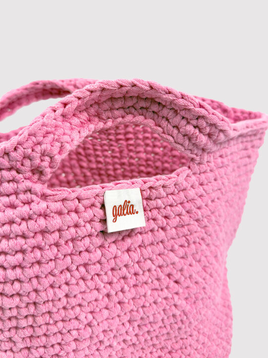 Pink Pebble El Örgüsü Sepet Formlu Çanta (Pembe)