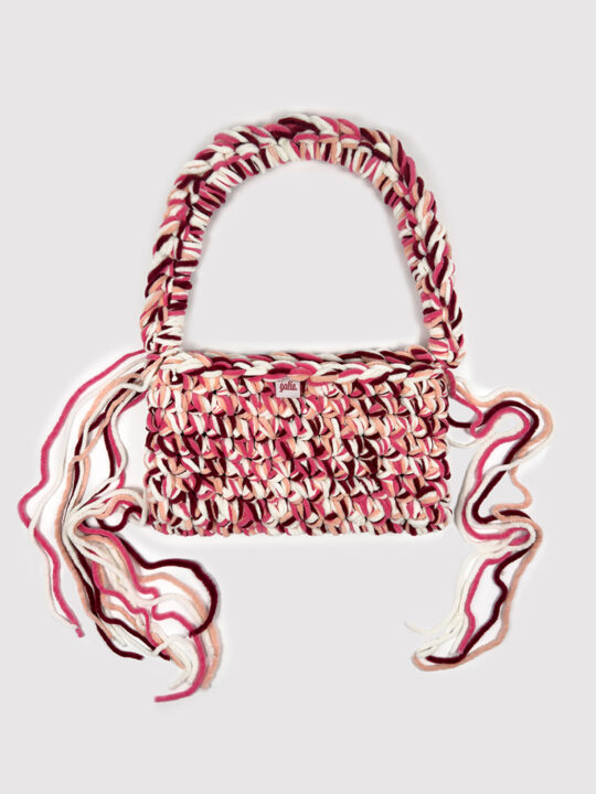 Blush Twist – El Örgüsü Kadife İpli Omuz Çantası (Pudra & Bordo Tonları)